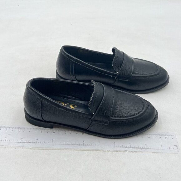 FYS Black Round Toe Slip On Penny Loafer Casual Chunky Low Heel Oxford Work Shoe - Picture 4 of 8